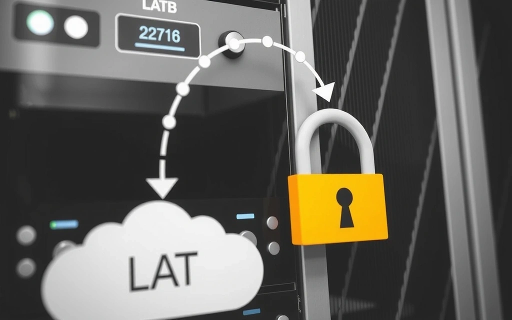 Illustration of server racks and data flow, representing log files